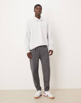 Asos Design Tapered Sweatpants With Pin Tucks In Gray