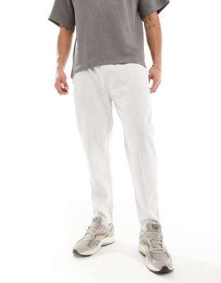 tapered sweatpants with zip fastening in heather gray-White