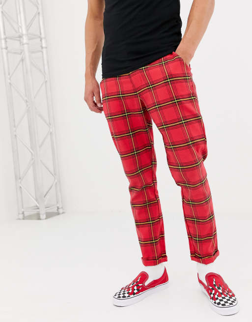 Red best sale tapered pants