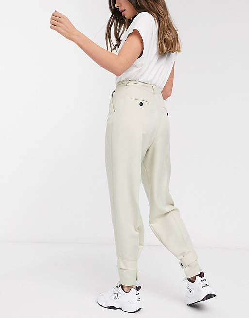  tapered trousers with ankle tab detail 