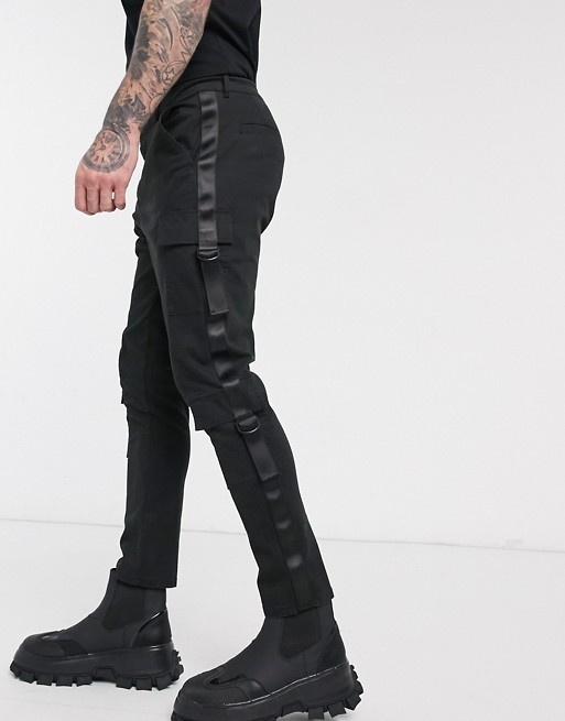 ASOS DESIGN tapered trousers with side taping detail