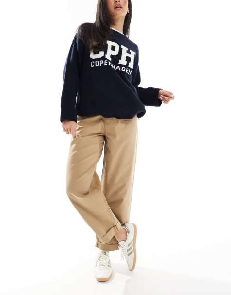 ASOS DESIGN tapered trousers with turn up detail in camel - TAN - view 1