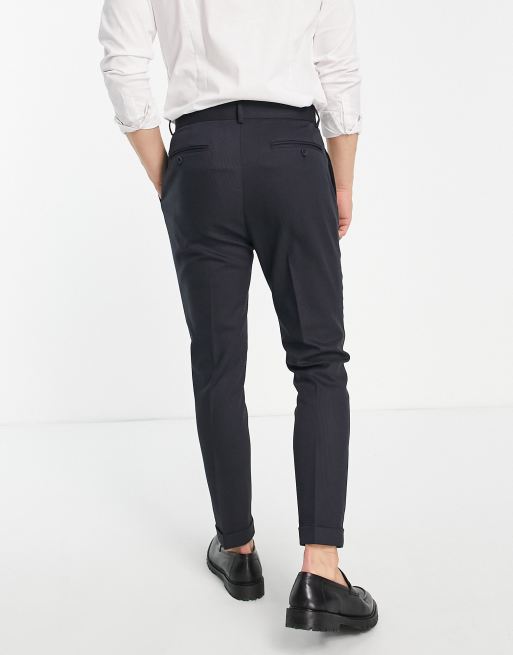 ASOS DESIGN tapered suit pants with sweatpants waist and turn up