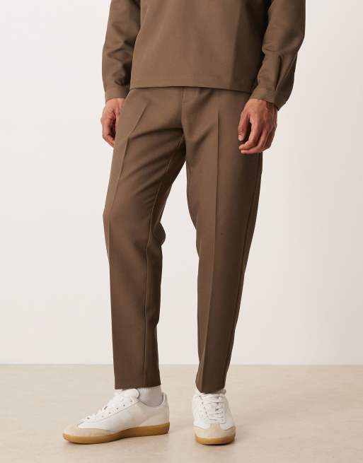 ASOS DESIGN tapered twill pants in khaki (Part of a set), 2 of 5