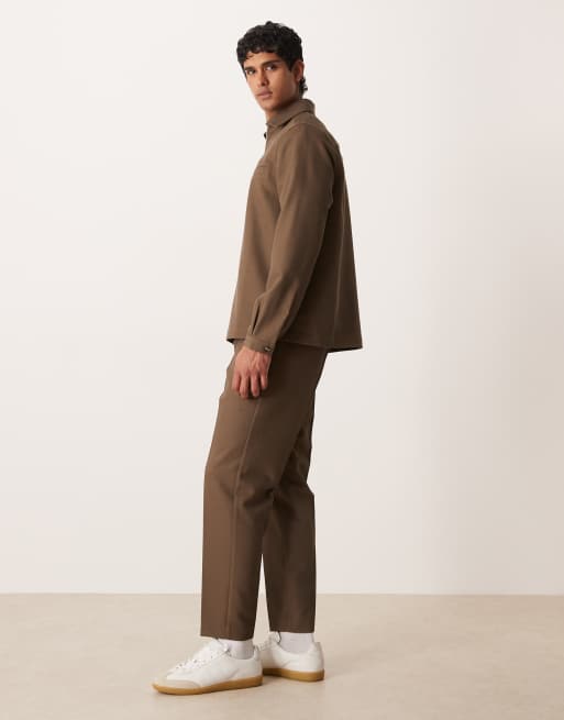 ASOS DESIGN tapered twill pants in khaki (Part of a set), 3 of 5