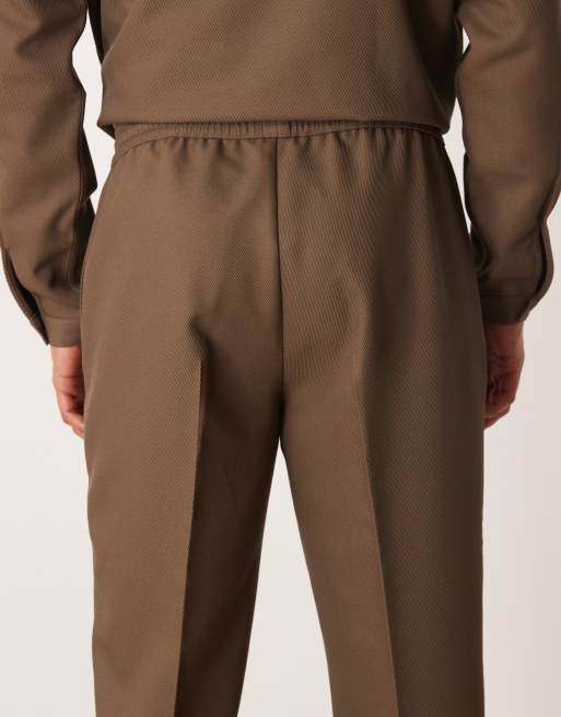 ASOS DESIGN tapered twill pants in khaki (Part of a set), 4 of 5