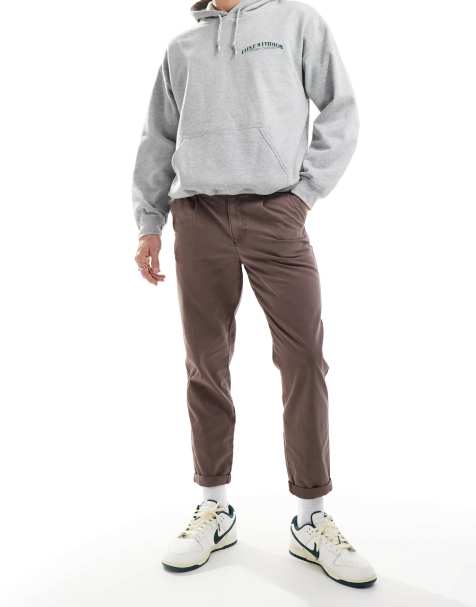 ASOS DESIGN tapered washed chino in brown - view 1