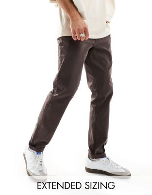 Asos Design Tapered Washed Chinos In Brown