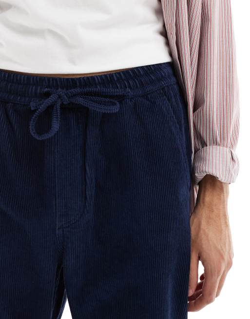 ASOS DESIGN tapered washed cord trackies in navy , 2 of 5