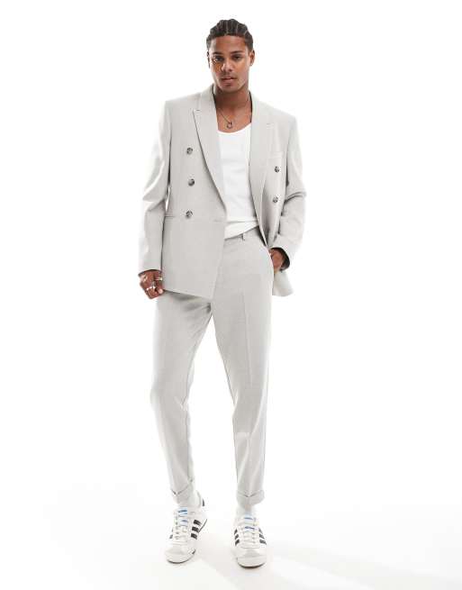 ASOS DESIGN tapered wool blend suit pants in gray texture
