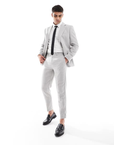 ASOS DESIGN tapered suit trousers with wool in grey