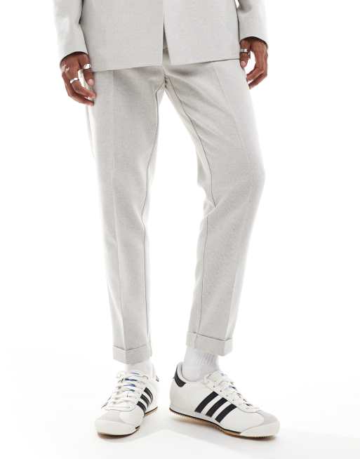 ASOS DESIGN tapered wool blend suit trousers in grey texture ASOS