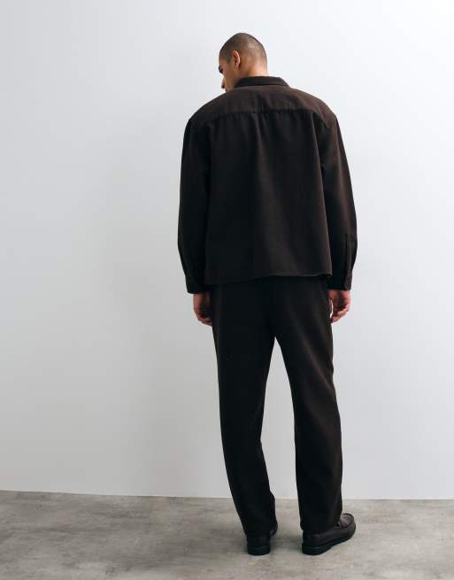 ASOS DESIGN tapered wool mix pants in brown - part of a set, 3 of 5