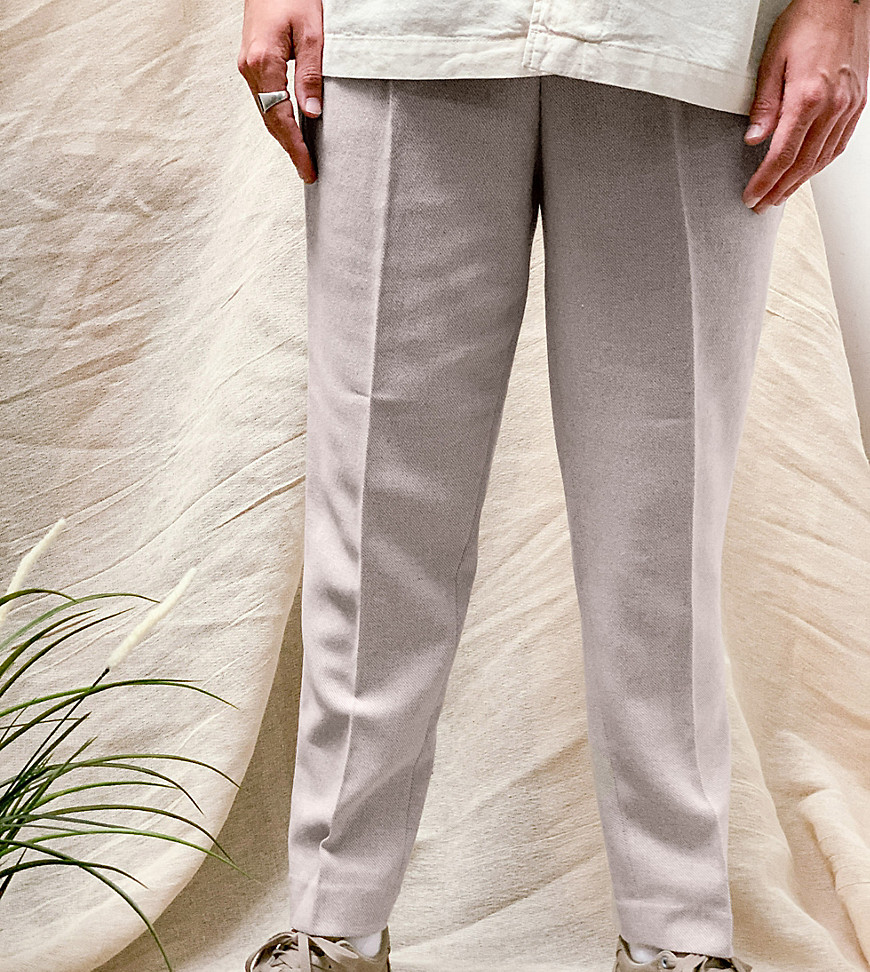 ASOS DESIGN tapered wool mix pants in stone