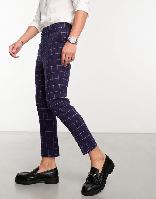 Checked Wool Tapered Pants