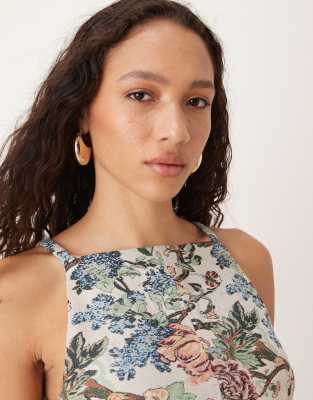 Asos Design Tapestry Cami Mini Dress-multi In Multi