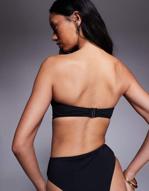 ASOS DESIGN - Tara - Top bikini a fascia nero con dettaglio di perline in metallo, 3 di 4