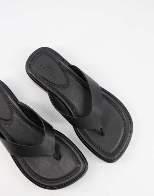 ASOS DESIGN flip flops with angular wedge sole in black - ShopStyle