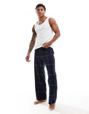 Asos Design Check Lounge Pant In Black In Navy