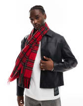 Fred Perry brushed wool tartan scarf in red | ASOS