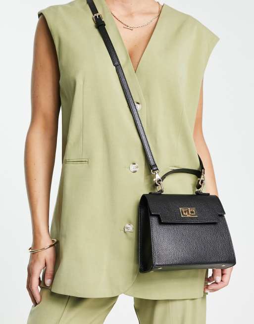 ASOS DESIGN - Tas met slot, handvat boven op en afneembare crossbody band in zwart