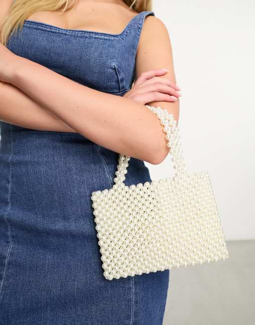 ASOS DESIGN - Tas van pareltjes met handvat bovenop in ivoor, 3 van 4