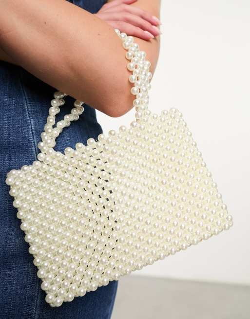 ASOS DESIGN - Tas van pareltjes met handvat bovenop in ivoor, 4 van 4