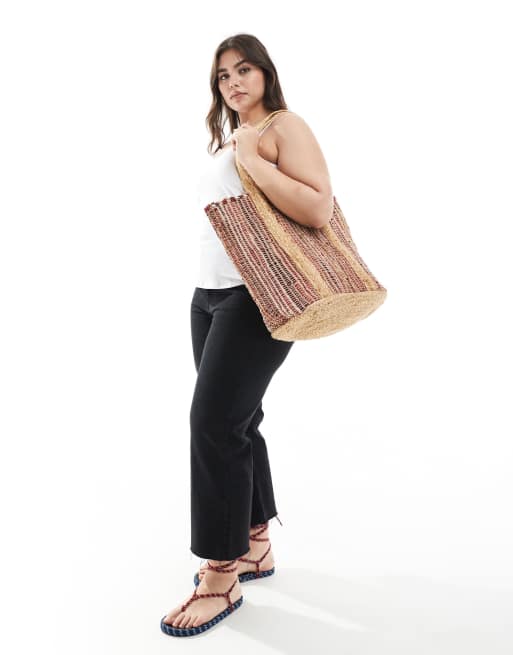 ASOS DESIGN – Tasche aus buntem gewebtem Jutematerial