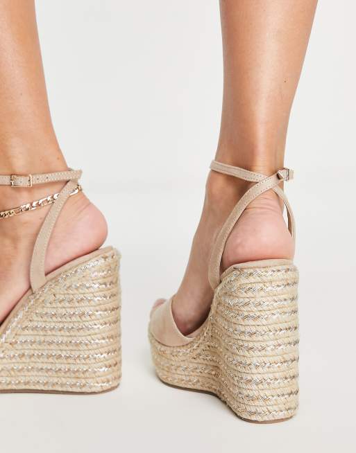 ASOS DESIGN Tasha Beige Espadrilles in weiter Passform mit Keilabsatz