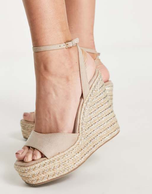 ASOS DESIGN Tasha Espadrille met sleehak in beige