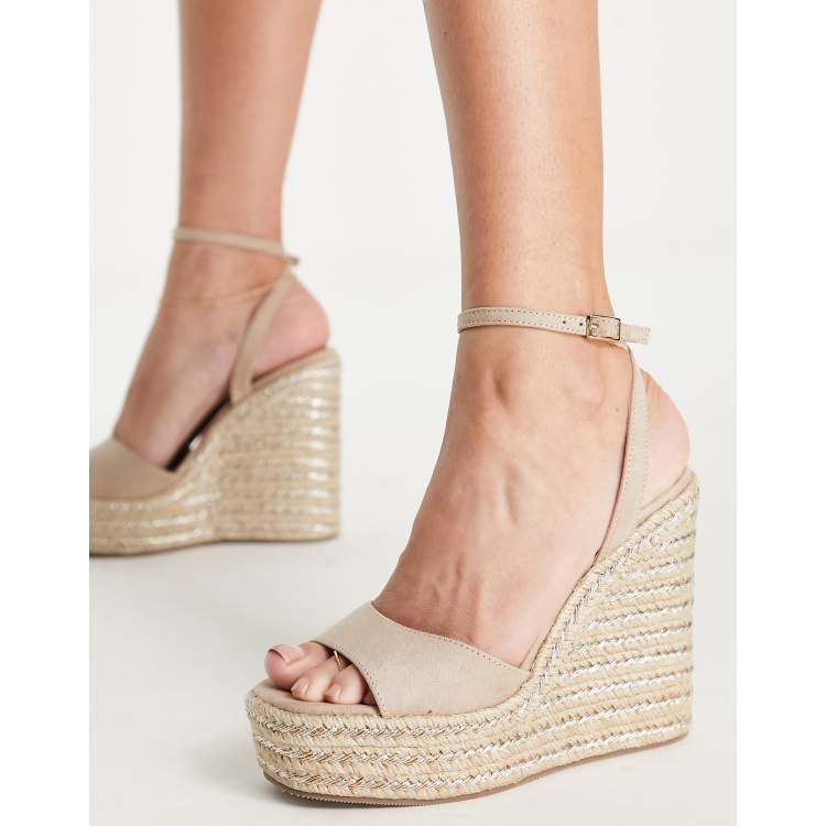 ASOS DESIGN Wide Fit Tasha espadrille wedges in clear