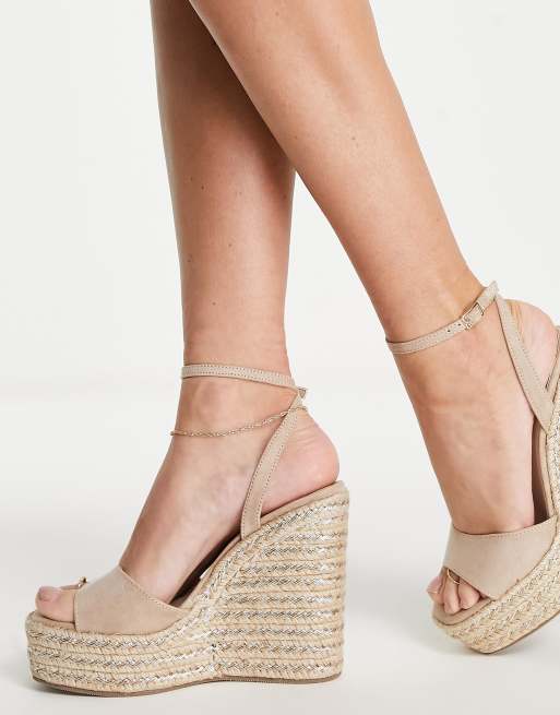 ASOS DESIGN Wide Fit Tasha espadrille wedges in clear