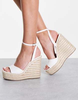 Asos Design Wide Fit Tasha Espadrille Wedges In White