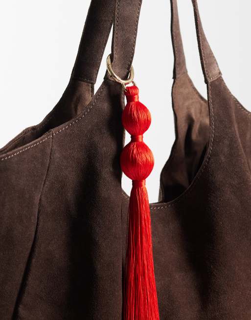 ASOS DESIGN - Tashangertje met franje in rood, 3 van 4
