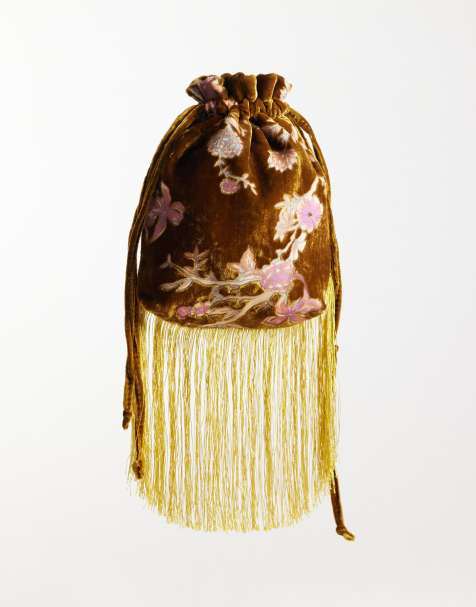 ASOS DESIGN - Tasje van burn-out fluweel in mosterdgeel - view 1
