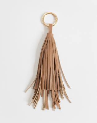 Asos Design Tassel Bag Charm In Brown