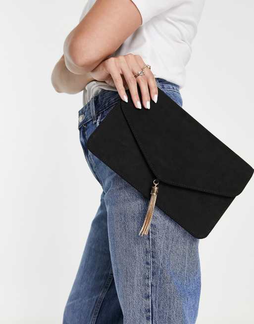 Calvin Klein CK | Women's Pouch Bag | Black Suede Velvet | 6 x 9