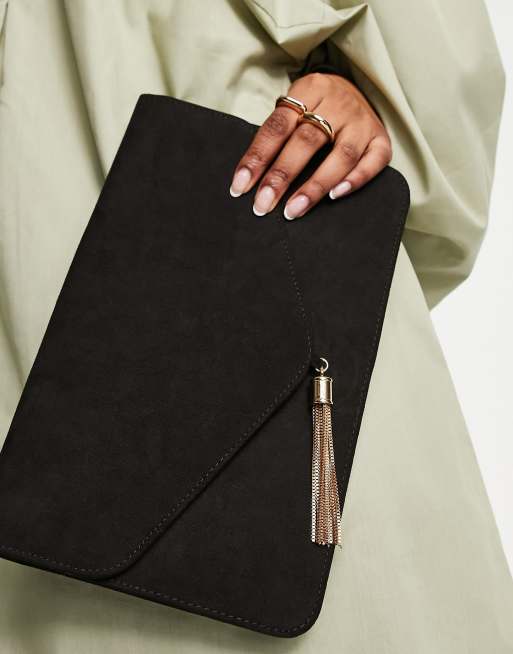 Black tassel store clutch bag