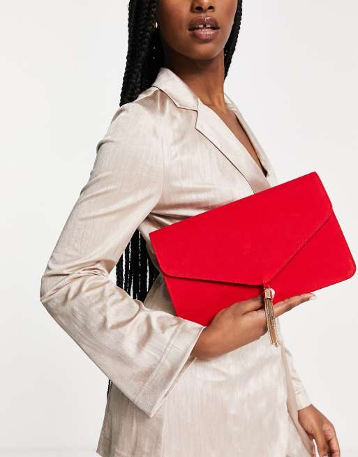 Red store clutch bag