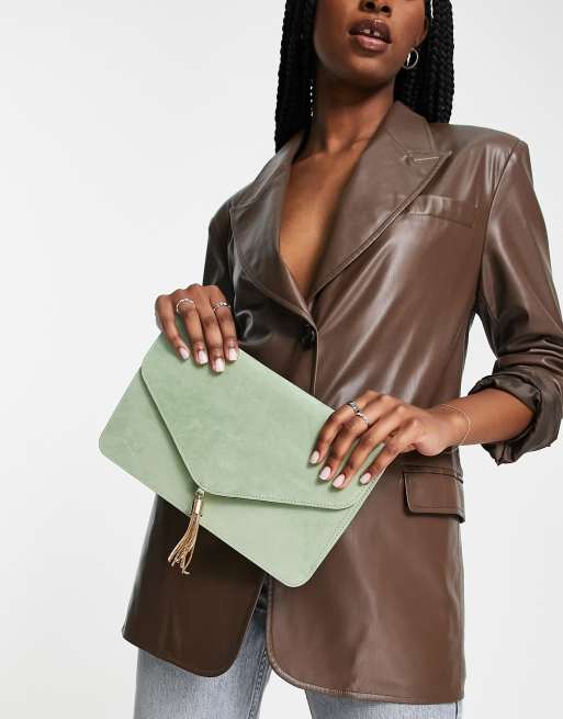 TREASO CLOSET Clutches : Buy TREASO CLOSET Emboss Green Clutch Bag for  Women Online