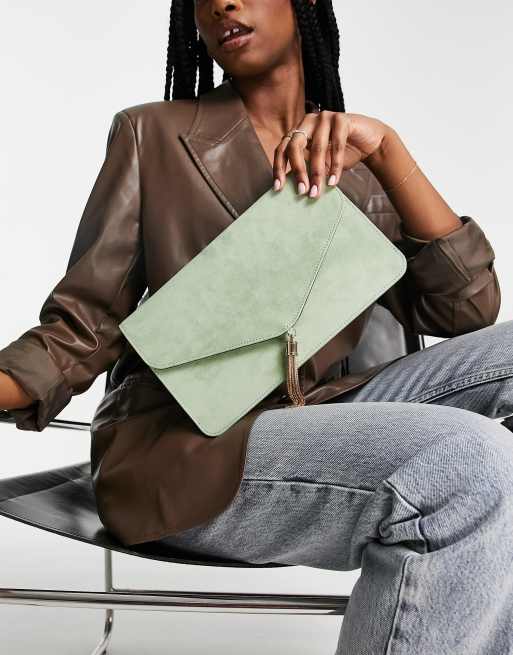 Asos green clutch bag new arrivals