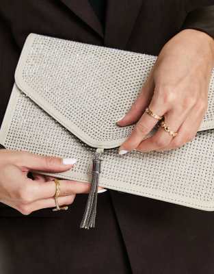 silver clutch bag asos