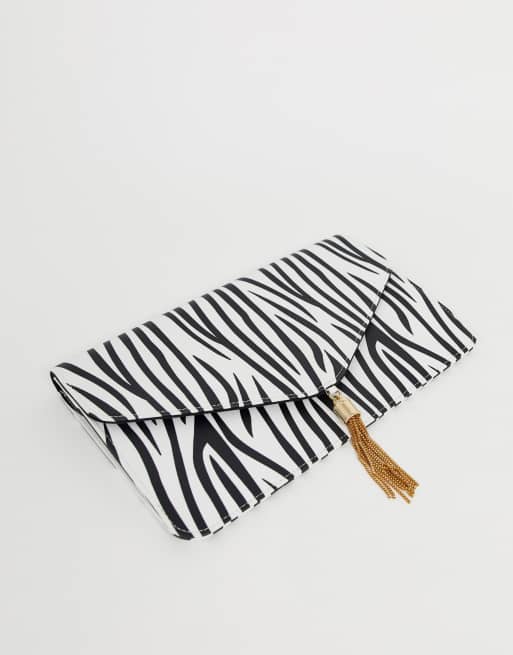 Zebra store print clutch