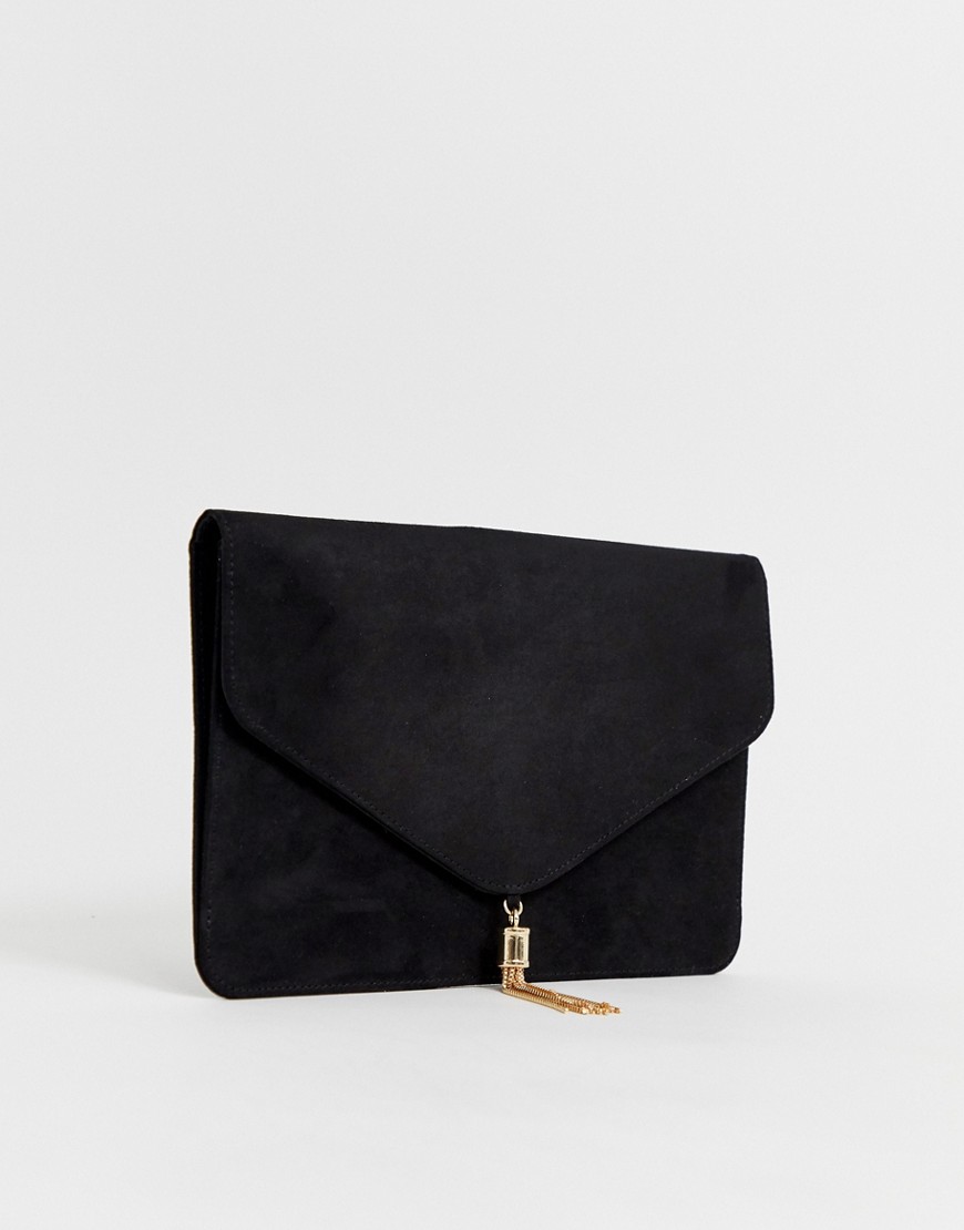 Asos Design Tassel Clutch Bag-Black