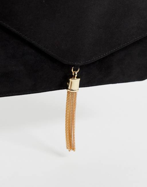 ASOS Design Tassel Clutch Bag in cream-Neutral