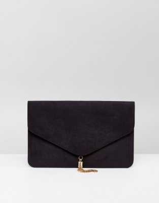 black tassel clutch bag