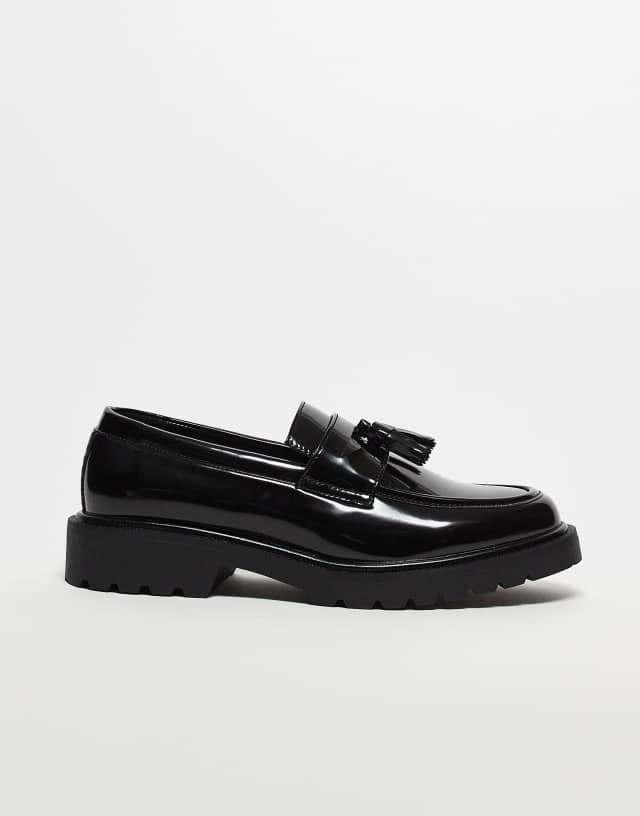 ASOS DESIGN tassel loafers in black faux leather