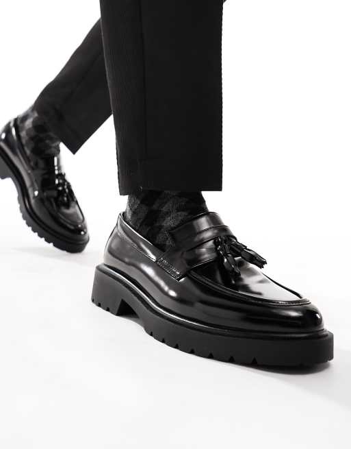 Asos Design Tassel Loafers In Black Faux Leather Asos 6675