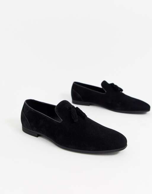 Asos design tassel loafers hot sale in black faux suede