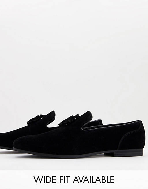 ASOS DESIGN tassel loafers in black faux suede